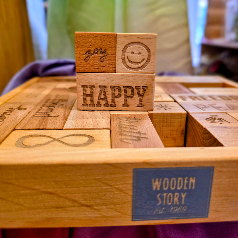 Wooden Story Peace and Love Wooden Affirmation Blocks 29pcs Mindfulness Toy 3yrs+