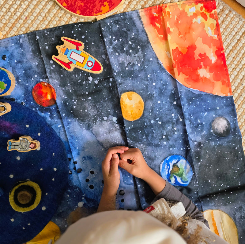 Wonderie The Solar System Cloth Open Ended Play Mat Space Cape 3yrs+