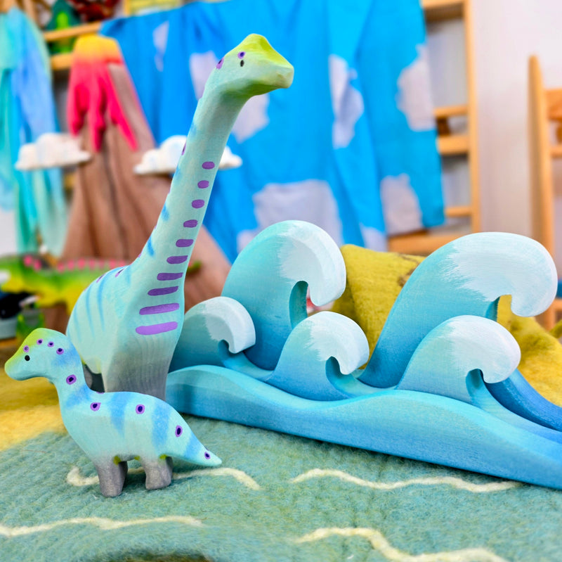 Wooden Brontosaurus Set of 2 by BumbuToys Wooden Animals Dinosaur Toys Dinosaur and Dragon Theme 3yrs+