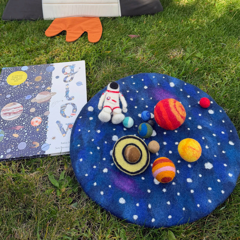 Tara Treasures Felt Solar System Outer Space Play Mat with 9 Felt Planets Playscape 4cm Diameter Pretend & Imaginative Play Space Toys 3yrs+