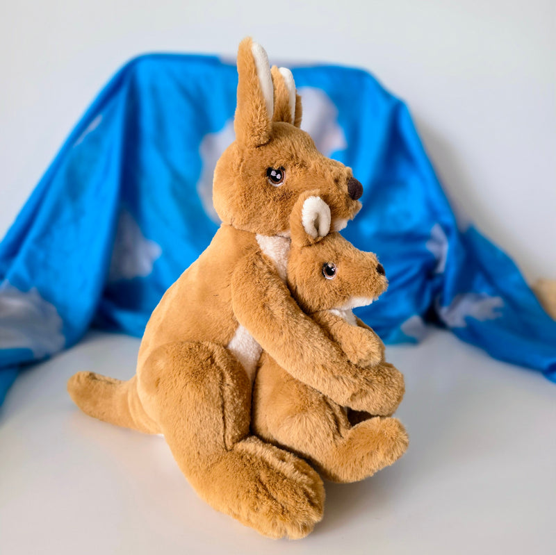 Eco Kangaroo Toy Mum & Baby Plush Toys for 3yrs+