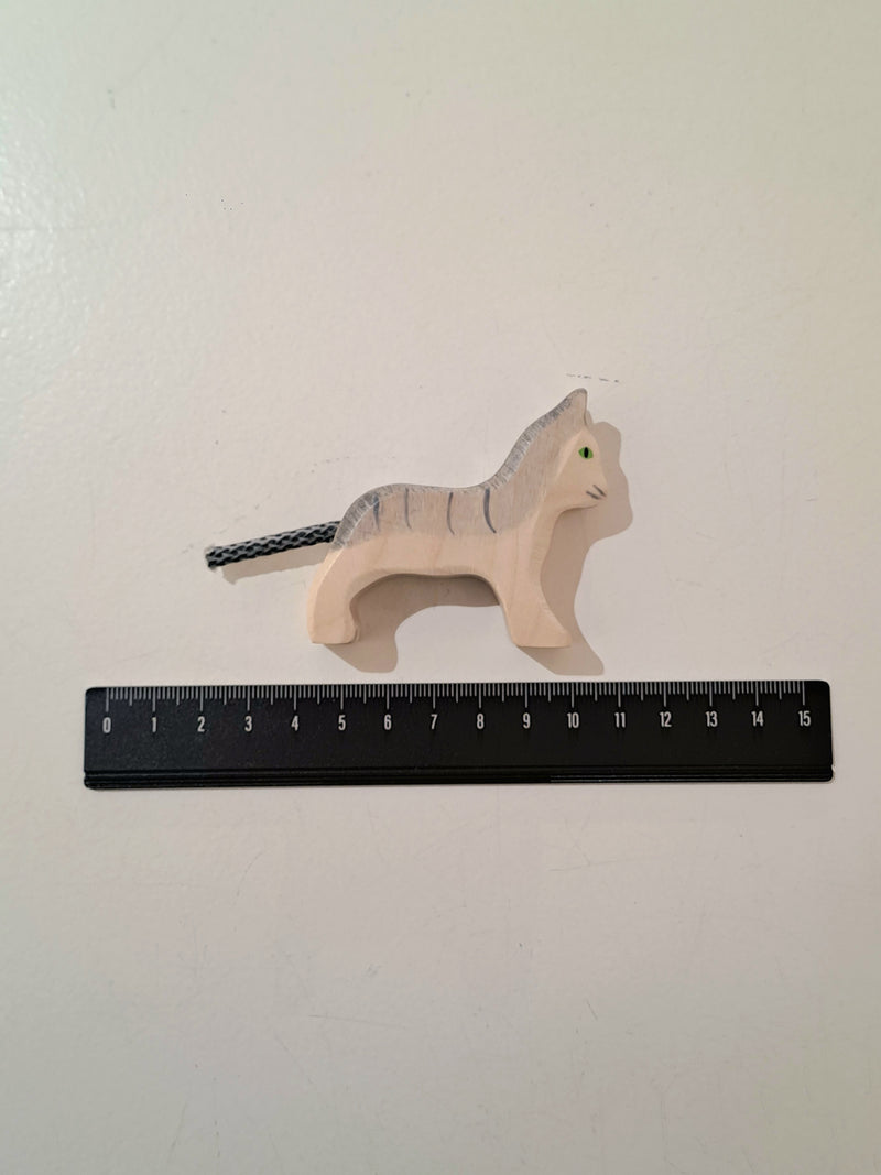 Holztiger Grey Cat Wooden Animals Small Farm Animal Toys 3yrs+