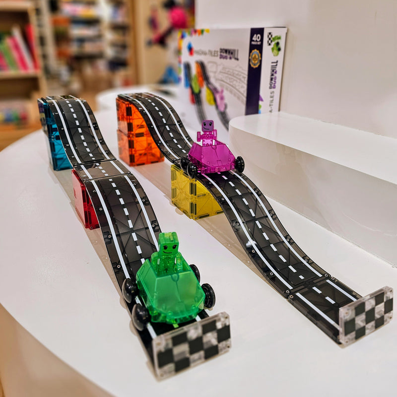 Magna Tiles Road Downhill Duo Car Ramp Race Track 40 Piece Set Magnetic Tiles Best Seller Most Loved in Store 3yrs+