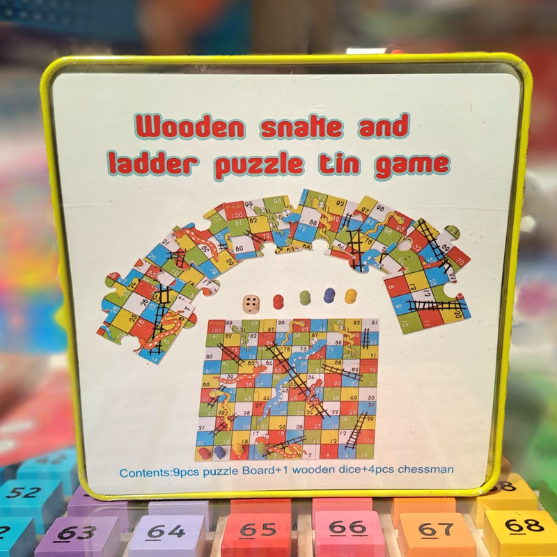 ToysLink Snake Ladder Game in a Tin Puzzle Board Game Cognitive Developmental Toys Early Maths 3yrs+