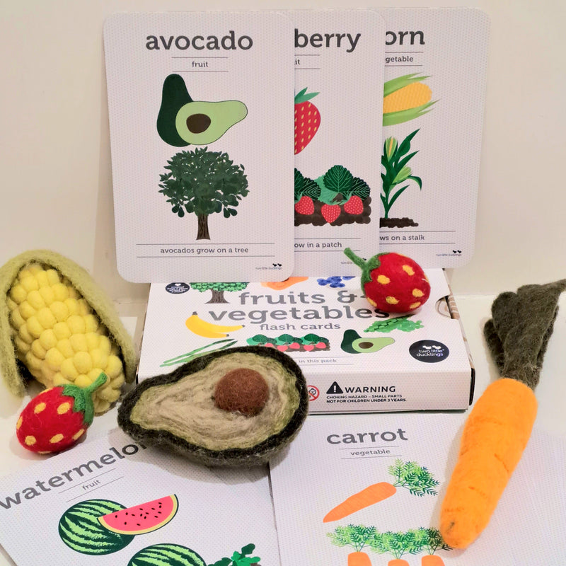 Fruit and Vegetables Flash Cards by Two Little Ducklings 3yrs+