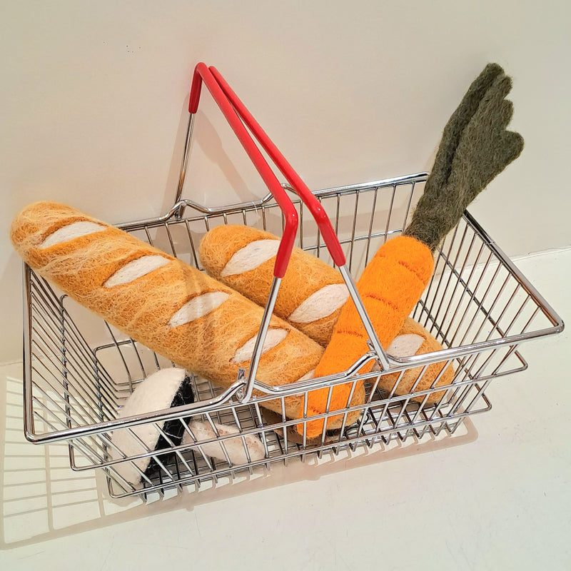 ToysLink Shopping Basket with Red Handle Pretend & Imaginative Play Kitchen Toys Baby Toys 18m+