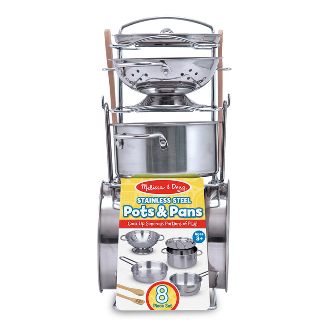 Stainless Steel Pots and Pans Play Set by Melissa Doug Pretend