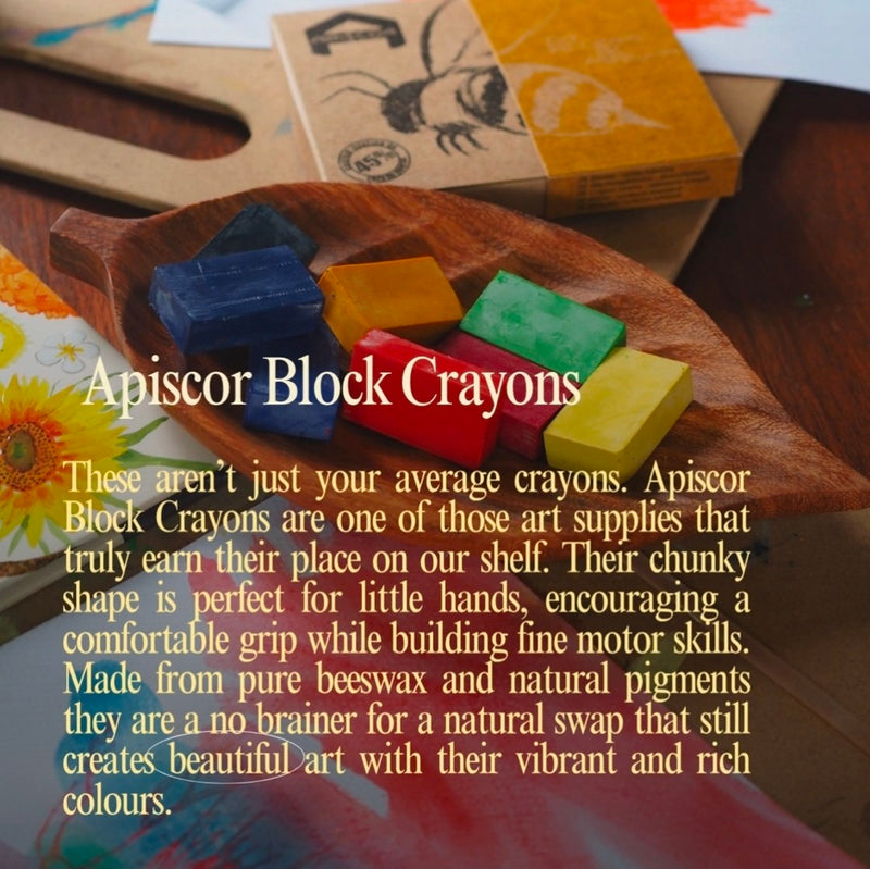Apiscor Block Crayons Waldorf Education Inspired 8pc Stationary Art and craft for kids 3yrs+
