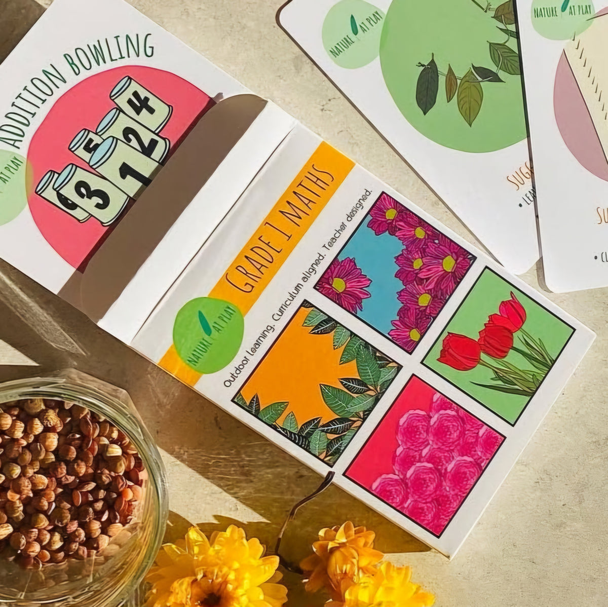 Grade One Maths Cards 20 Outdoor Activities by Nature at Play Math Gam ...