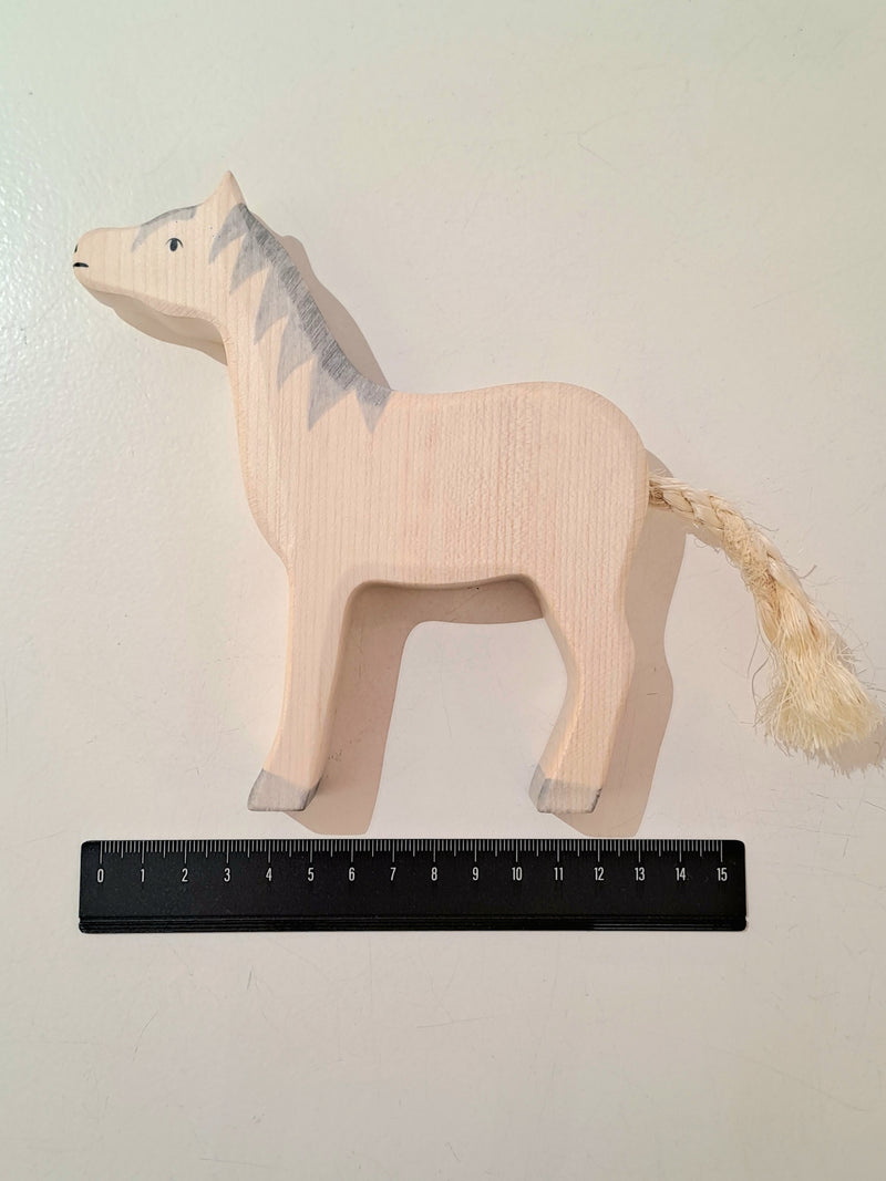 Holztiger Horse Grey Mane Wooden Animals Head Raised Farm Animal Toys 3yrs+