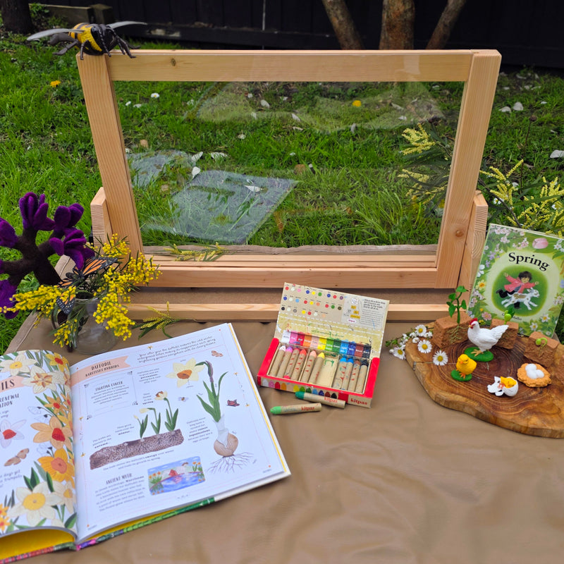 Qtoys Table Top Easel with Acrylic Board Whiteboard and Chalkboard Art and Craft for Kids 2yrs+