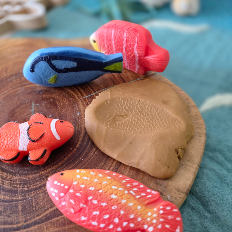 Yellow Door Sensory Play Stones Fish 8pcs Playdough Sand Toys Sensory Toys Toddler Developmental Toys 2yrs+