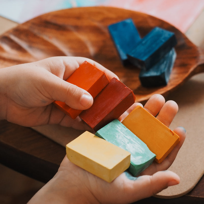 Apiscor Block Crayons Waldorf Education Inspired 8pc Stationary Art and craft for kids 3yrs+