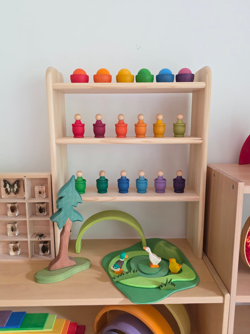 Small Pinewood 3 Tier Shelf Wooden Toy Storage Display Shelf Kid’s Furniture 69(H) X 42.3(W) X 30(D) Bulky Shipping