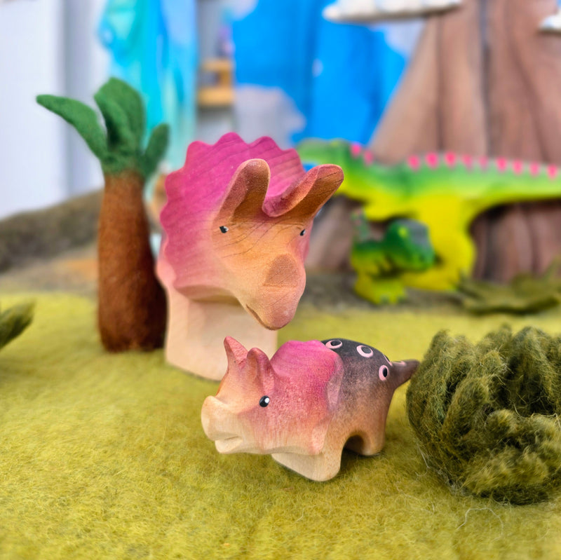 Wooden Triceratops Set of 2 by BumbuToys Dinosaur Toys Dinosaur and Dragon Theme 3yrs+