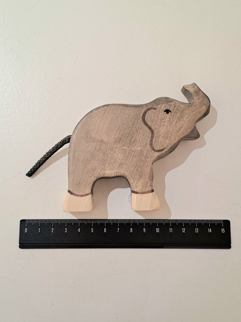 Holztiger Baby Elephant Wooden Animals Trunk Raised Wildlife Animal 3yrs+