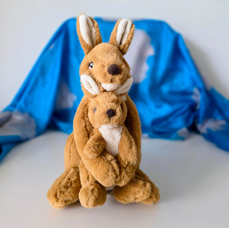 Eco Kangaroo Toy Mum & Baby Plush Toys for 3yrs+