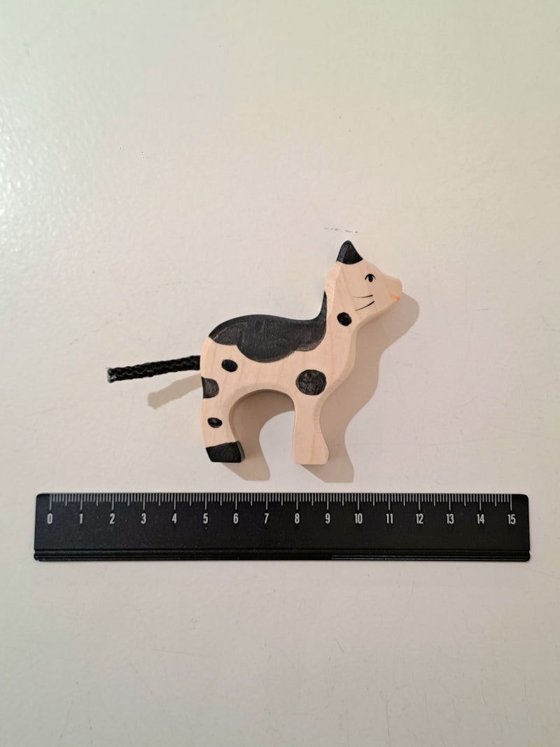Holztiger Cat Small Black & White Wooden Animals Farm Animal Toys 3yrs+