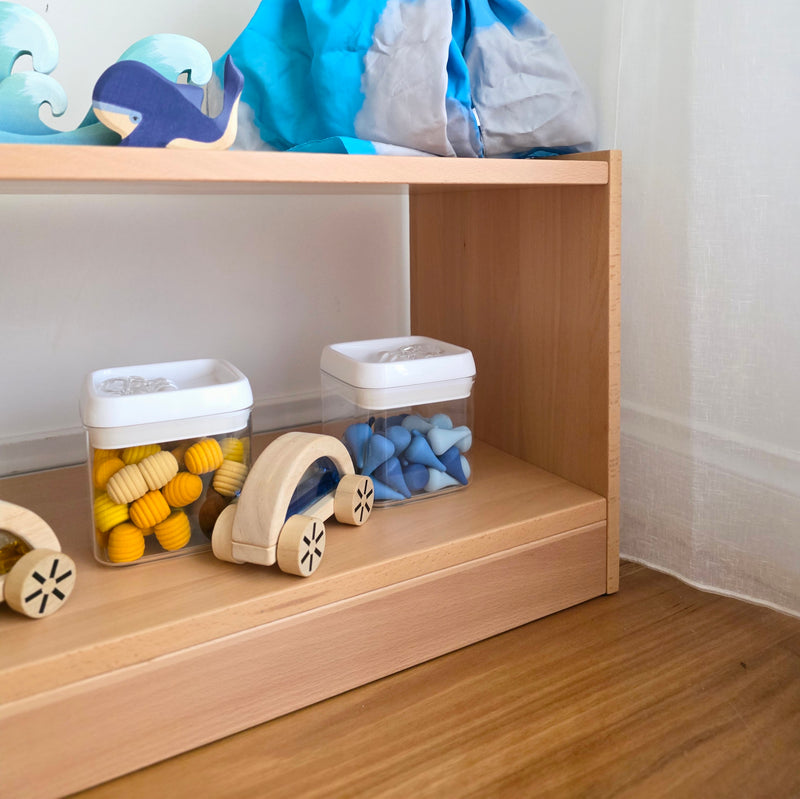 Montessori Beechwood 2 Tier Infant Baby Shelf Kids Toys Shelf 34.5(D) x 100(L) x 40(H) Kids Furniture (Furniture Shipping)