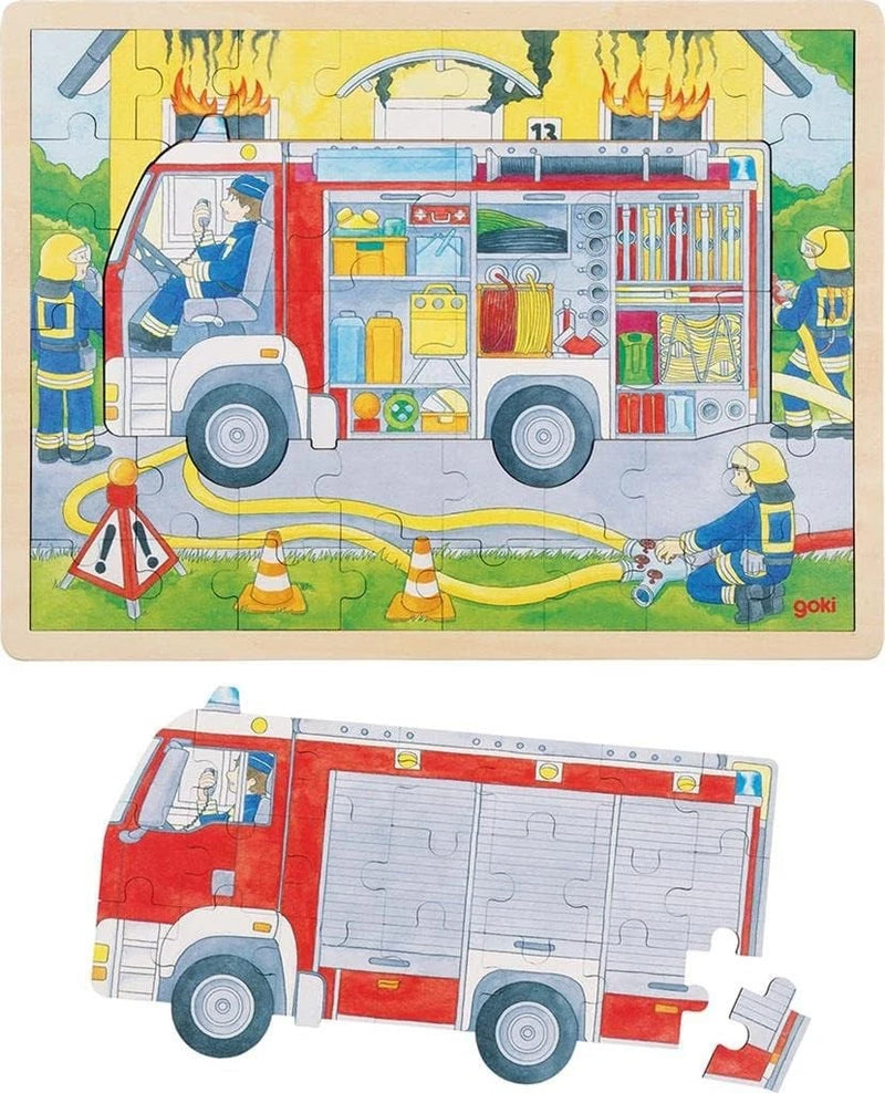 Goki Wooden 2 Layer Puzzle Firefighter at Work 59pcs Developmental Toys 3yrs+