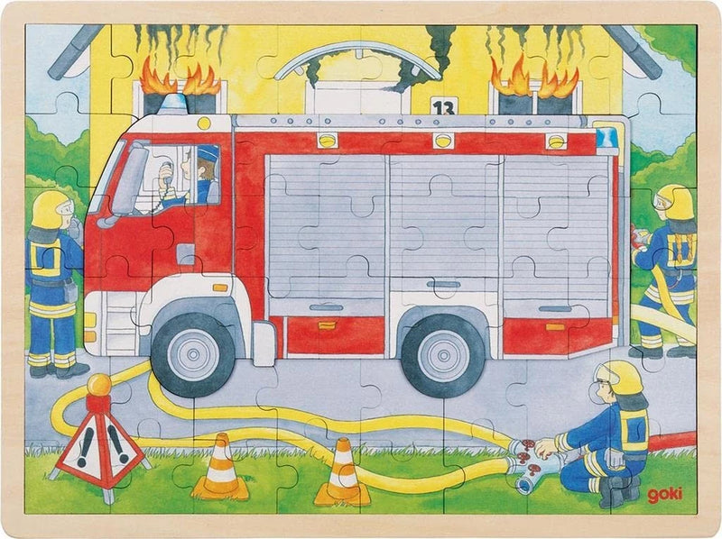 Goki Wooden 2 Layer Puzzle Firefighter at Work 59pcs Developmental Toys 3yrs+