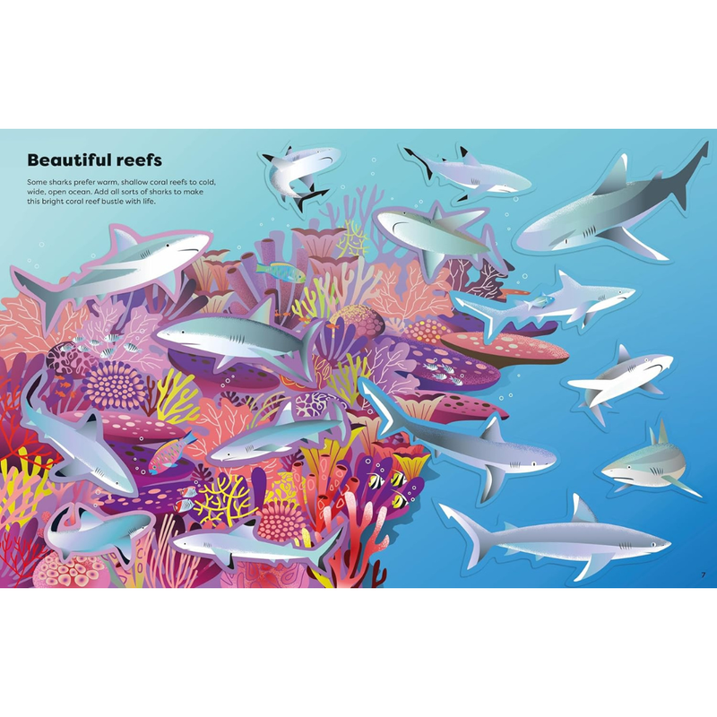 Big Sticker Activity Book of Sharks (Paperback) by Alice James Ocean Animal Theme Travel Toys