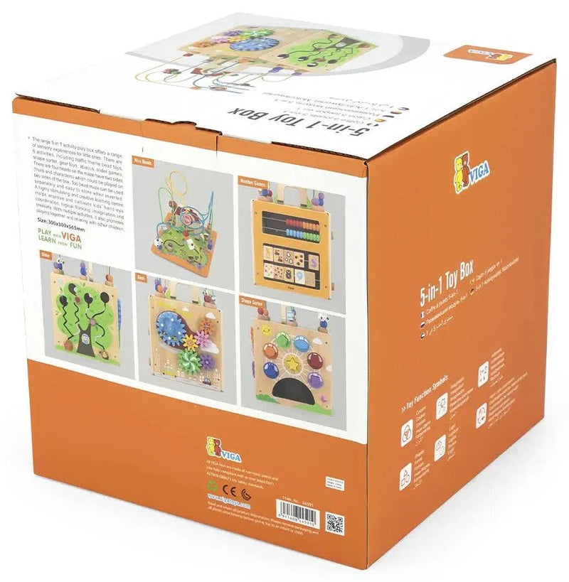 Viga Toys Giant 5-in-1 Wooden Activity Box Motor Skills Developmental Toddlers Toys School Range 18m+ (Bulky Shipping)