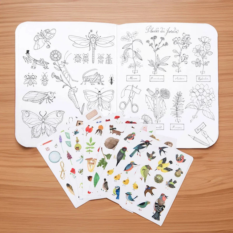 Botanist Colouring Activity Book with 148 Stickers (Paperback) by Moulin Roty Travel Toys