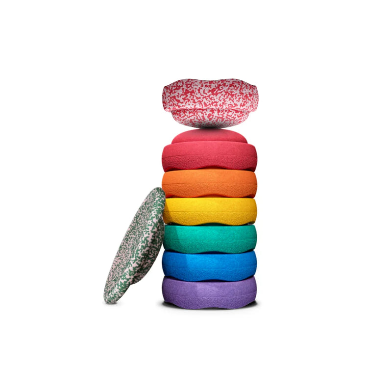 Stapelstein Stepping Stones Limited Edition Original 6 + 1 Red Blush Original + 1 Dark Green UFO Board Developmental Toys for Toddlers Gifts Idea 12m+ (Furniture Shipping)