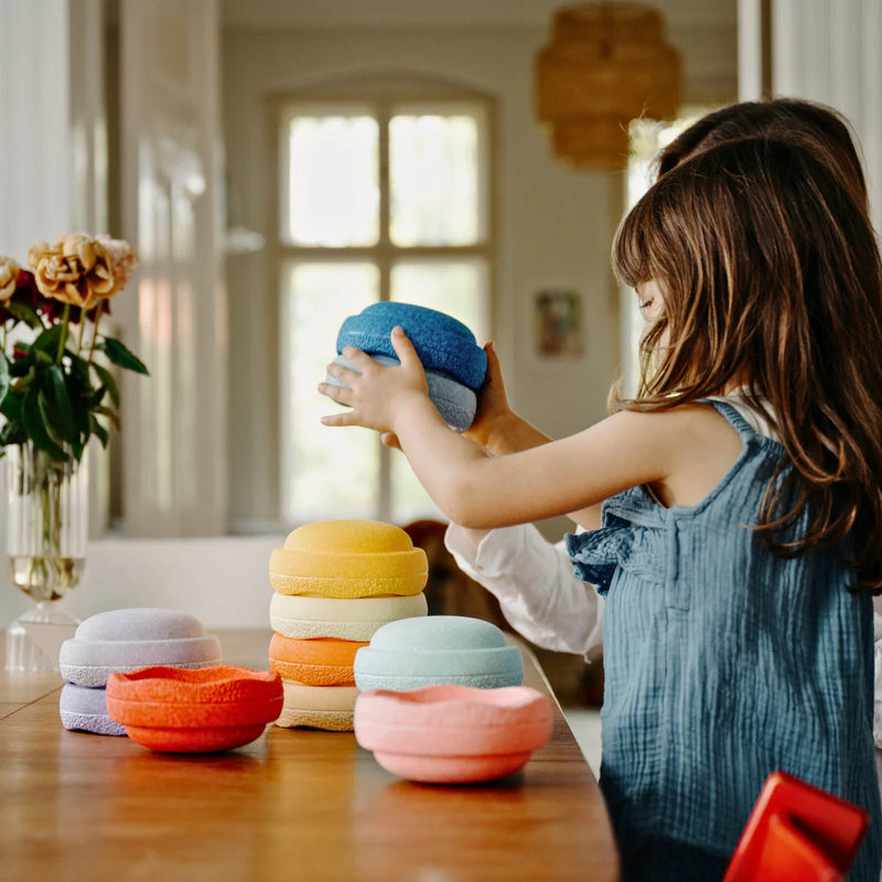 Stapelstein Stepping Stones Mini Classic Pastel Set of 6 Developmental Toys for Toddlers Gifts Idea 12m+