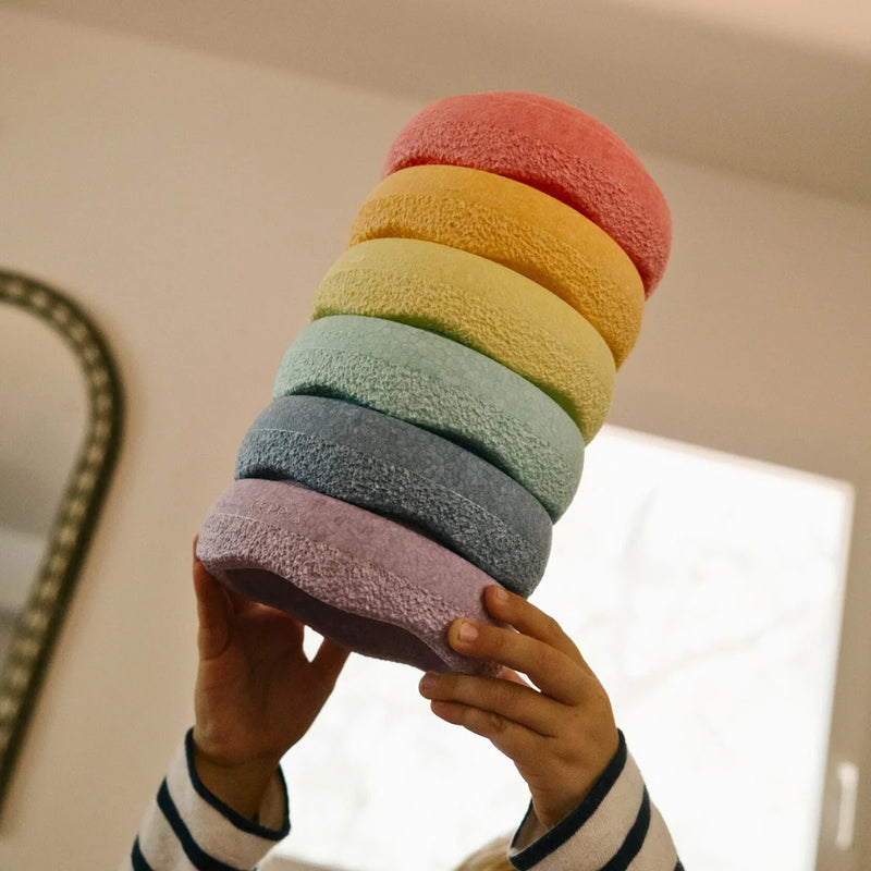 Stapelstein Stepping Stones Mini Classic Pastel Set of 6 Developmental Toys for Toddlers Gifts Idea 12m+