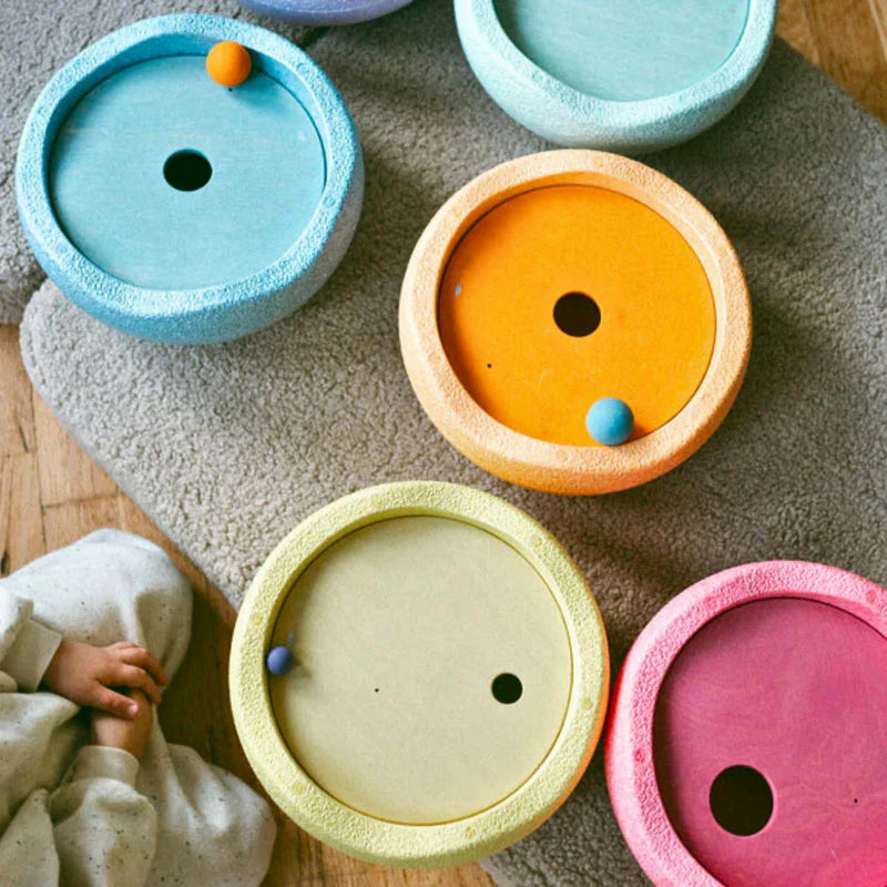 Grimm's NEW Rolling Disc and Ball Set for Stapelstein Warm Pastel 3yrs+
