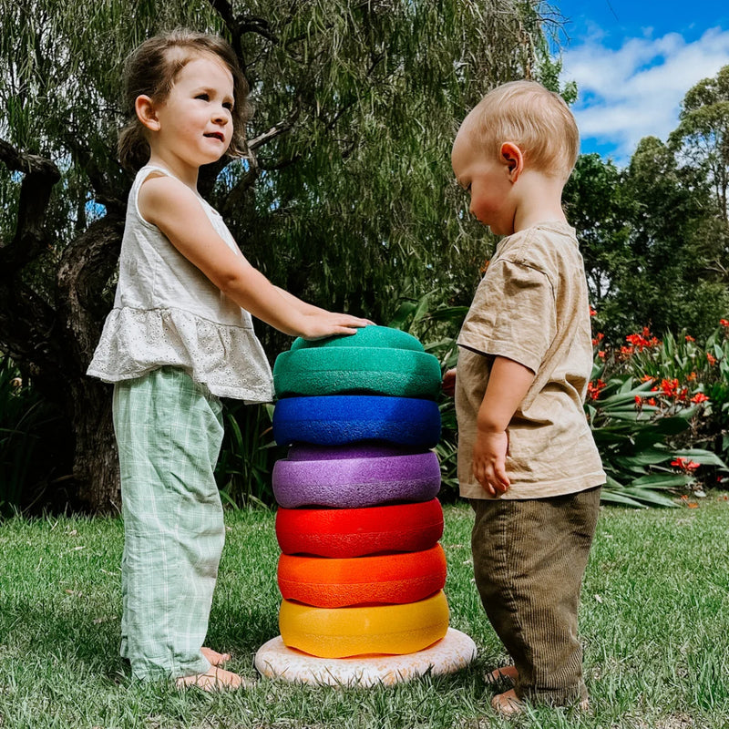 Stapelstein Stepping Stones EASTER PROMO Rainbow 6 + 1 Mini Pond Board + 1 Petal UFO Board Developmental Toys for Toddlers Gifts Idea 12m+ (Furniture Shipping)