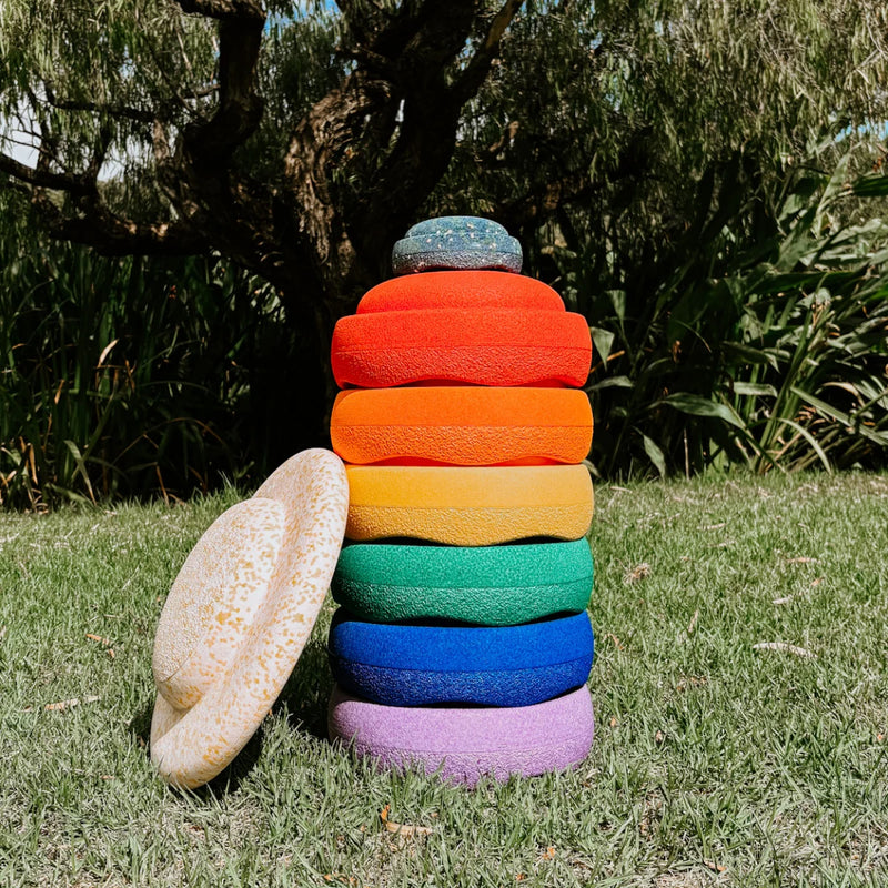 Stapelstein Stepping Stones EASTER PROMO Rainbow 6 + 1 Mini Pond Board + 1 Petal UFO Board Developmental Toys for Toddlers Gifts Idea 12m+ (Furniture Shipping)