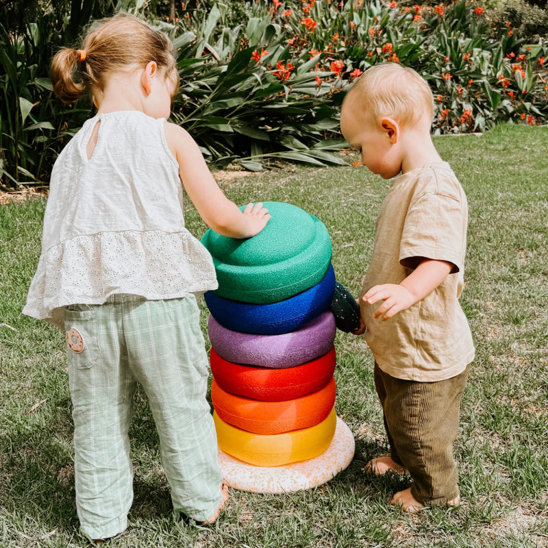 Stapelstein Stepping Stones EASTER PROMO Rainbow 6 + 1 Mini Pond Board + 1 Petal UFO Board Developmental Toys for Toddlers Gifts Idea 12m+ (Furniture Shipping)