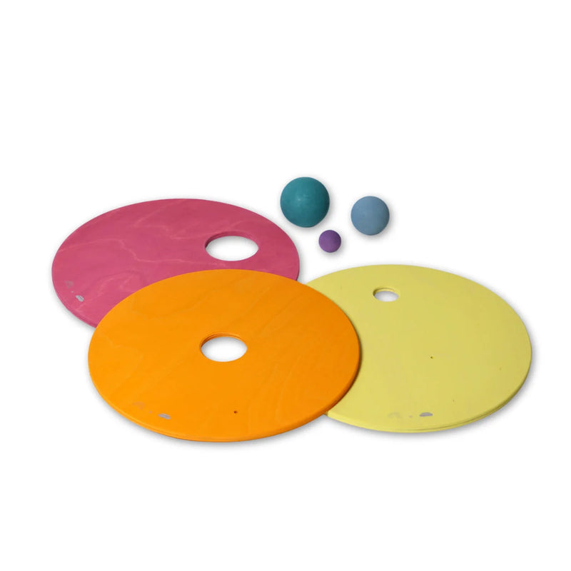 Grimm's NEW Rolling Disc and Ball Set for Stapelstein Warm Pastel 3yrs+
