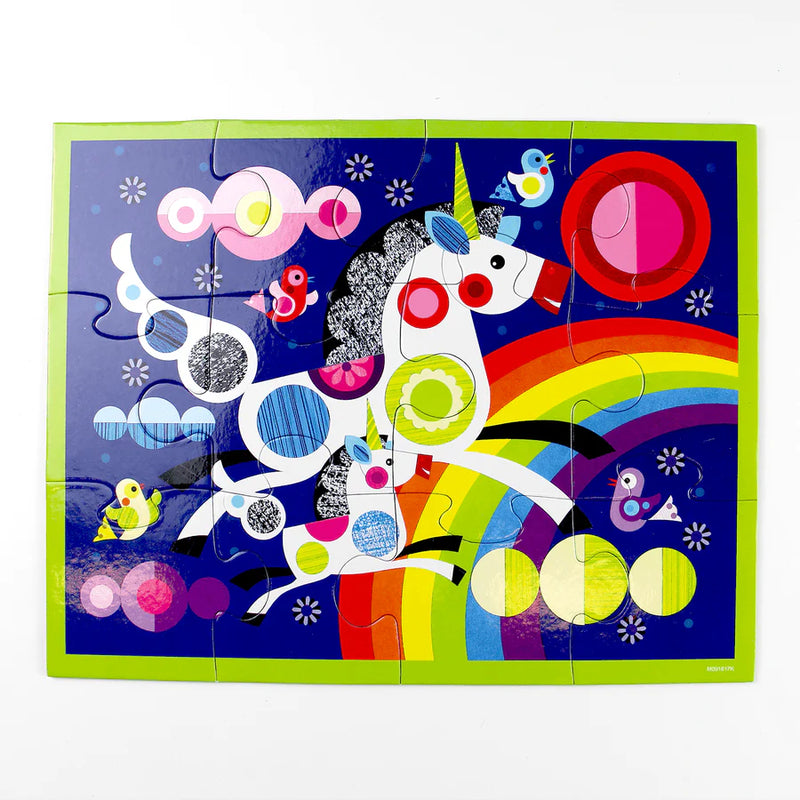 Mudpuppy Pouch 12pcs Jigsaw Puzzle Unicorn Toddler Developmental Toys  Travel Toys Best Seller Fairy Unicorn and Castle Theme Retired 2yrs+