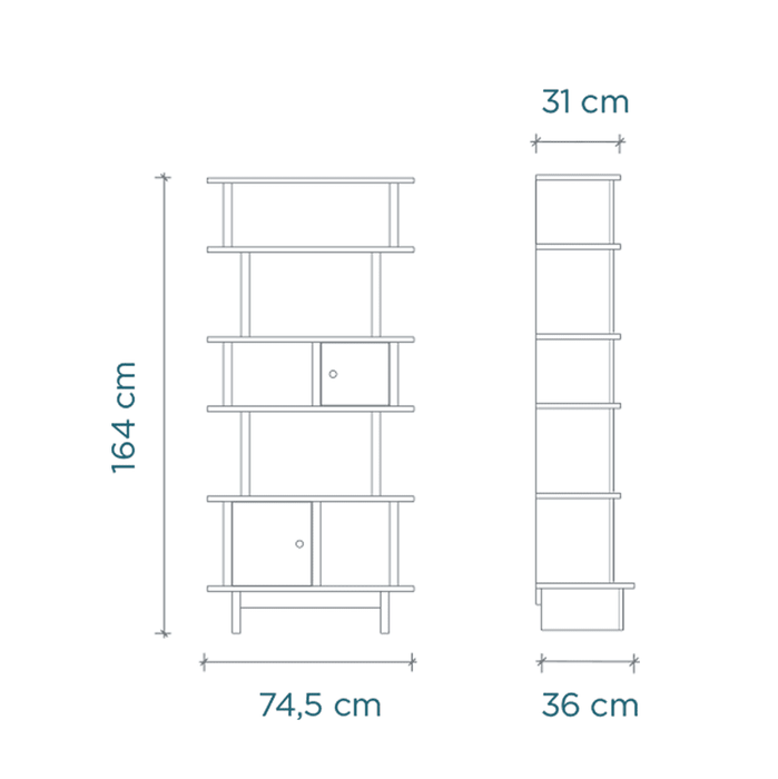 Oeuf Vertical Mini Library Shelf 165cm H x 74.5cm W x 31cm D