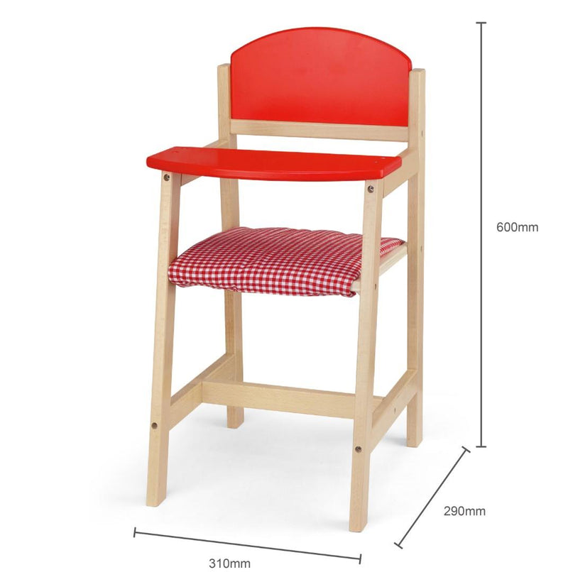 Viga Toys Wooden Red Doll High Chair Doll Furniture Pretend & Imaginative play 18m+