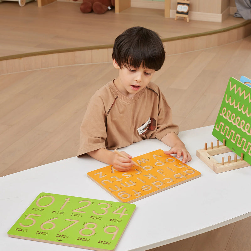 Viga Toys Wooden Numbers Tracing Writing Board Early Maths Developmental Toys for 3yrs+