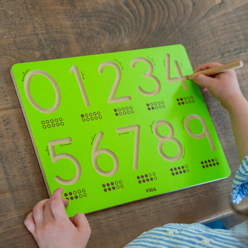 Viga Toys Wooden Numbers Tracing Writing Board Early Maths Developmental Toys for 3yrs+