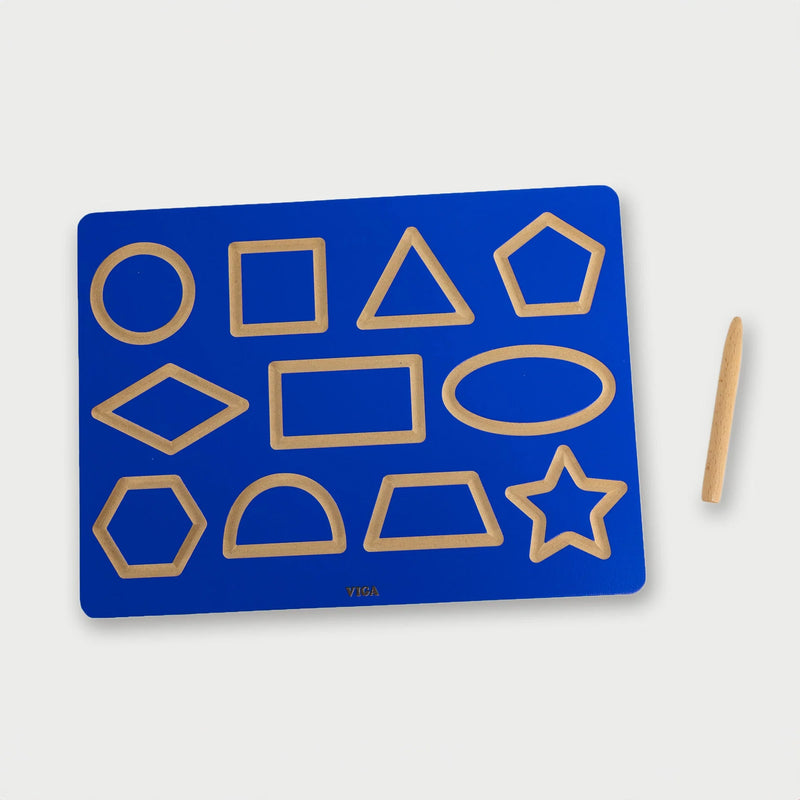 Viga Toys Wooden Shapes Tracing Writing Board Early Maths Developmental Toys for 3yrs+