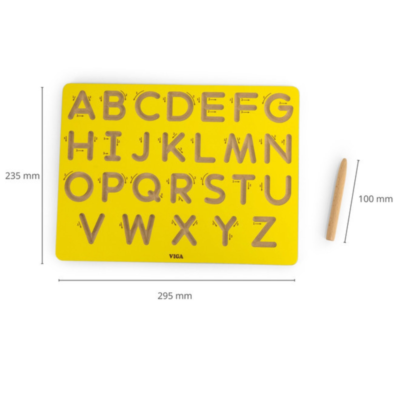 Viga Toys Wooden Uppercase Letters Tracing Writing Board Early Literacy Developmental Toys for 3yrs+