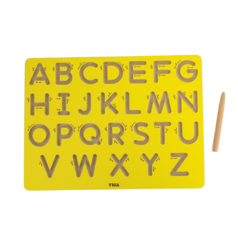 Viga Toys Wooden Uppercase Letters Tracing Writing Board Early Literacy Developmental Toys for 3yrs+