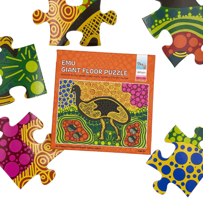 Emu Giant Floor Jigsaw Puzzle by Wingaru First Nations Resources Indigenous Art 3yrs+