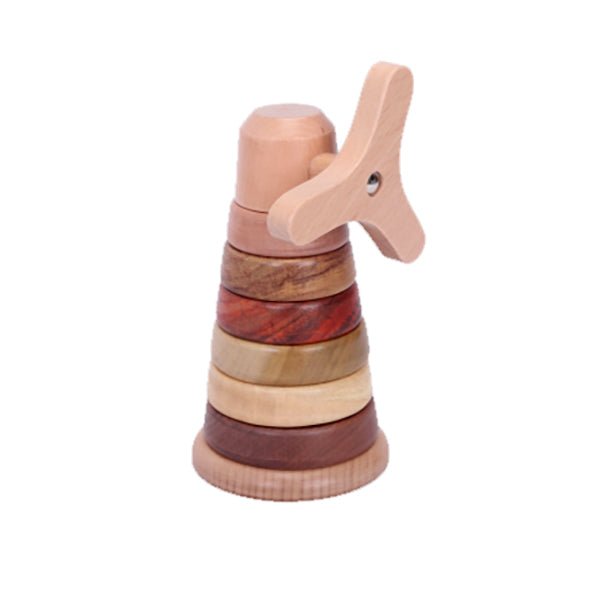 DISCOVEROO Windmill Stackeroo Natural Wood Wooden Toys Developmental Toys for Toddlers Gifts Idea 2yrs+