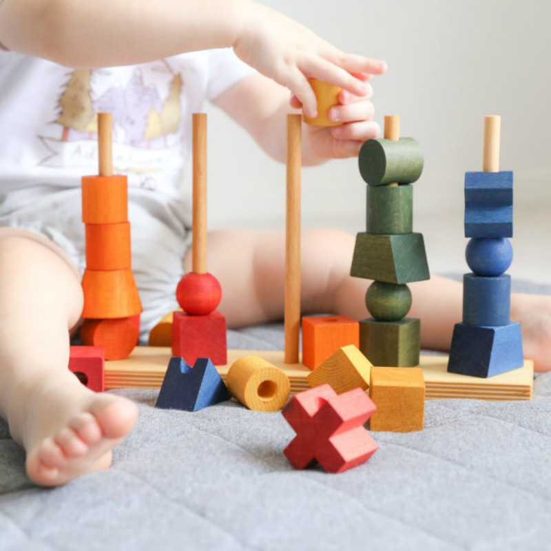 Wooden Story Montessori Wooden Stacking Toy Rainbow Developmental Toy Clearance 18m+