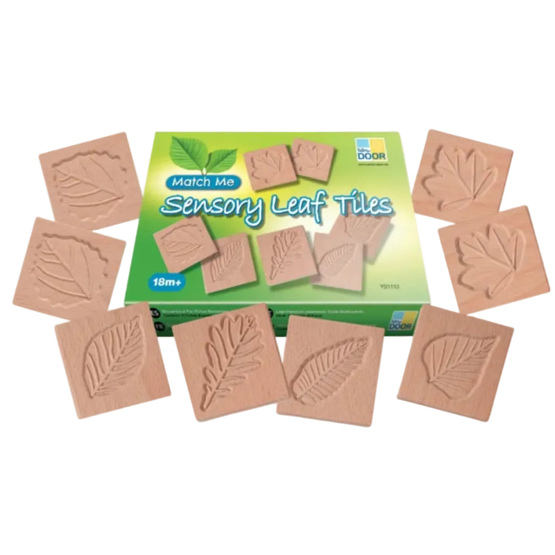 Yellow Door Match Me Wooden Sensory Leaf Tiles 12pcs Art and Craft for Kids Playdough Sand Toys Sensory Toys 18m+