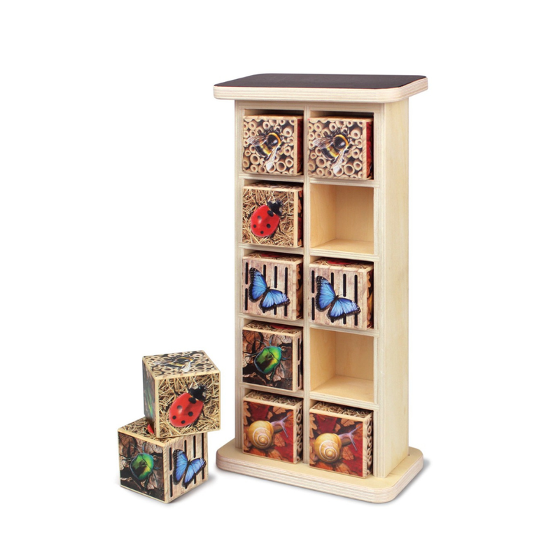 Yellow Door Wooden Bug Hotel 10-Frame Counting Set 11pcs with Chalk Board Early Maths Bug Toys 18m+