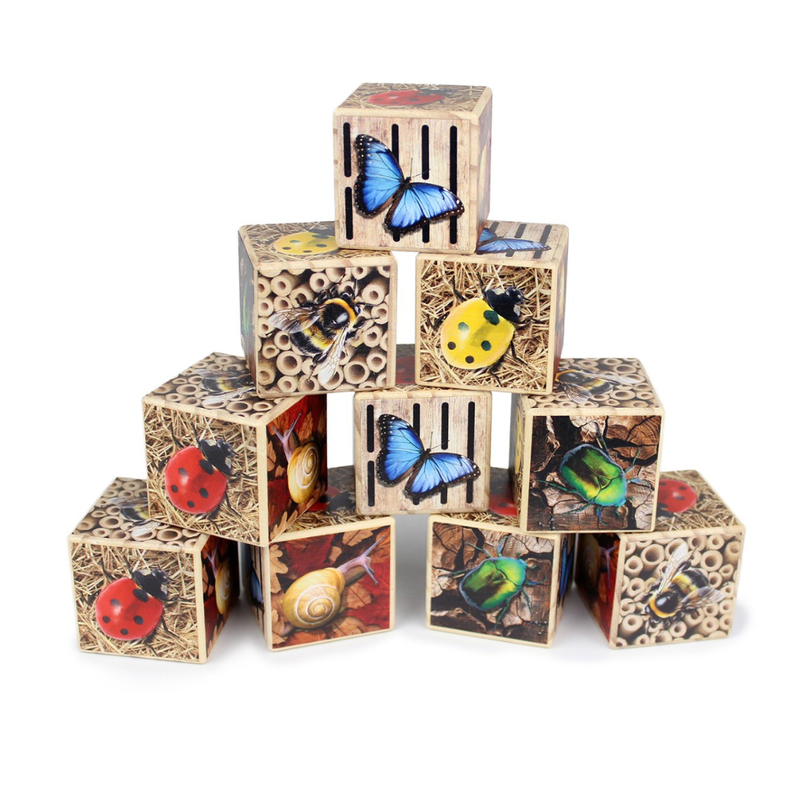 Yellow Door Wooden Bug Hotel 10-Frame Counting Set 11pcs with Chalk Board Early Maths Bug Toys 18m+
